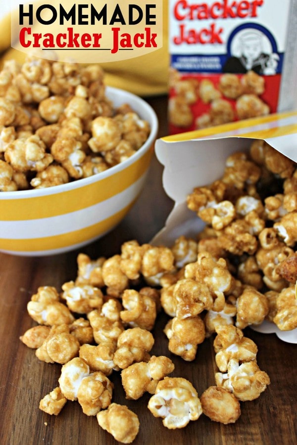A display of Homemade Cracker Jacks.