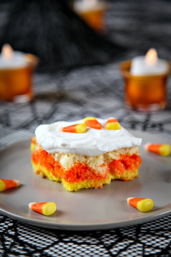 Candy Corn Poke Cake