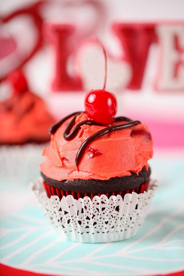 Chocolate Covered Cherry Cupcakes