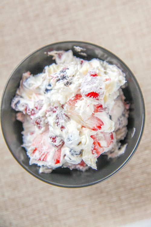 red white and blue cheesecake salad
