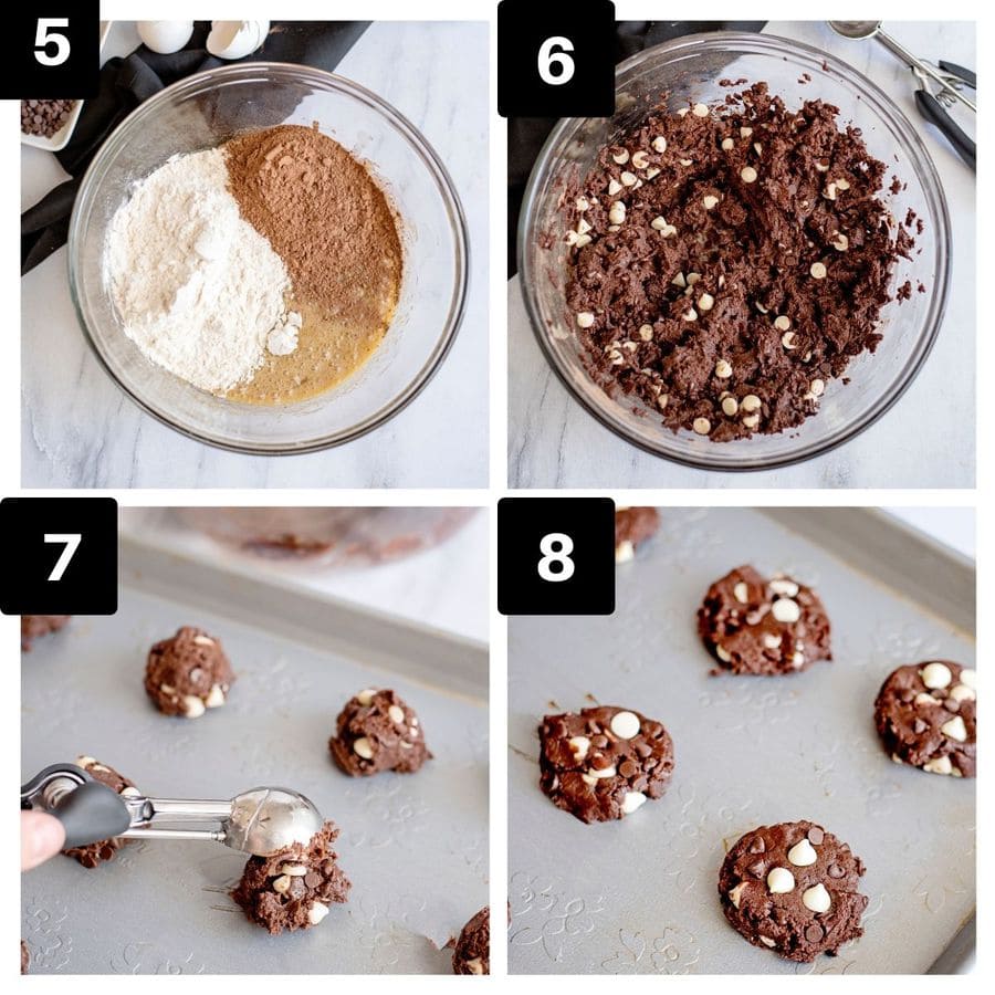 a collage showing coffee cookie dough in a bowl.