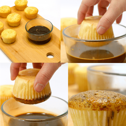 a collage showing how to make tiramisu cupcakes