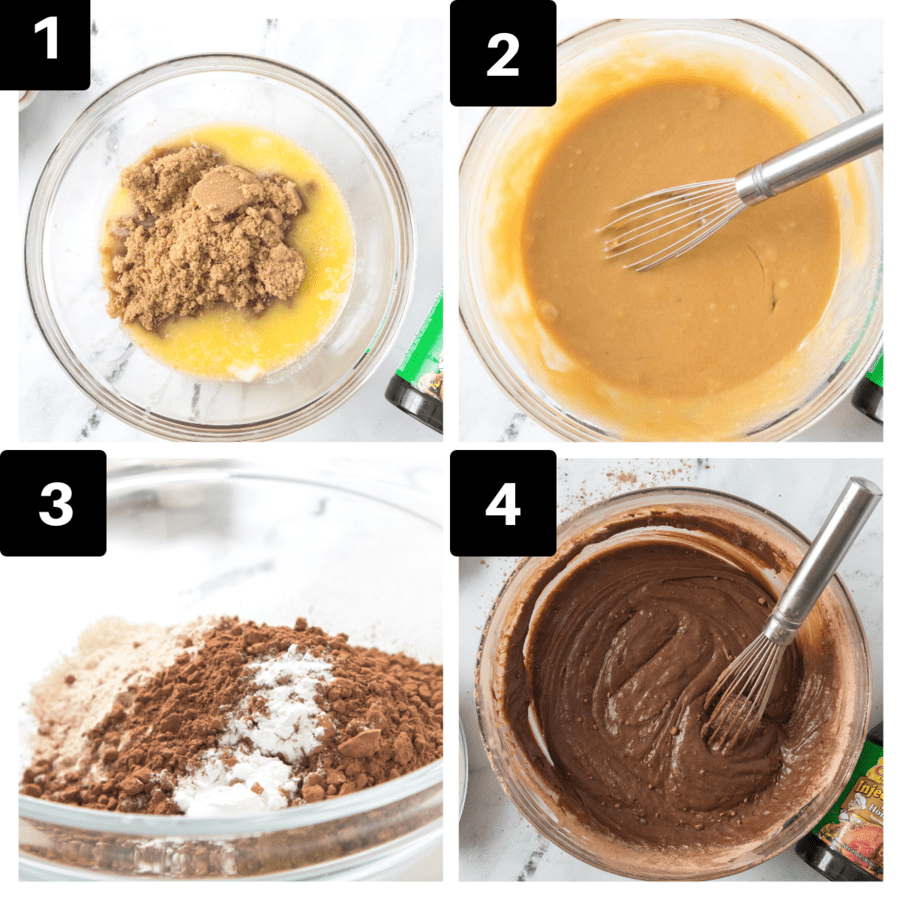 a 4 image collage showing how to make brown sugar brownies