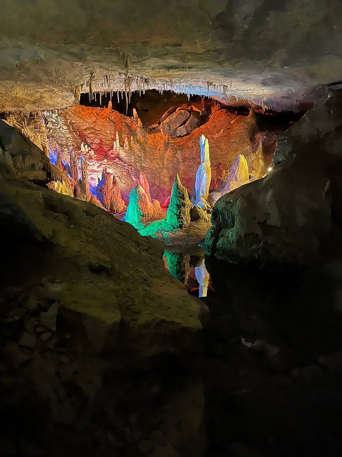 colorful rock formations in the Forbidden underground caves.