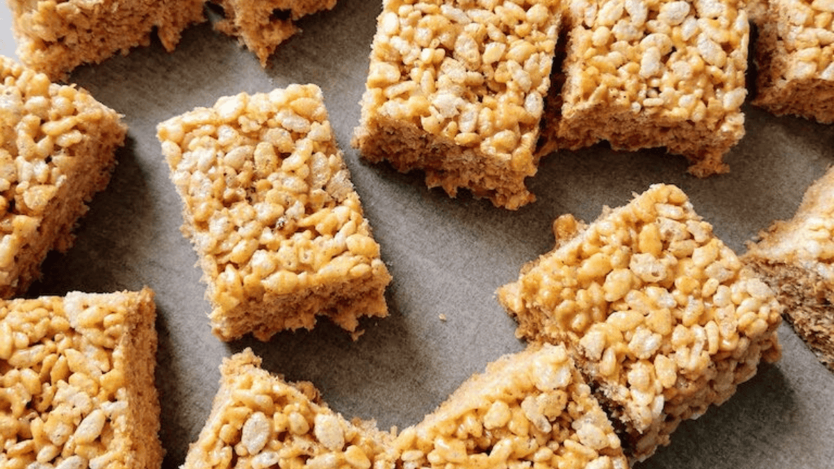 Rice krispie treats with chipotle spices and peanut butter.