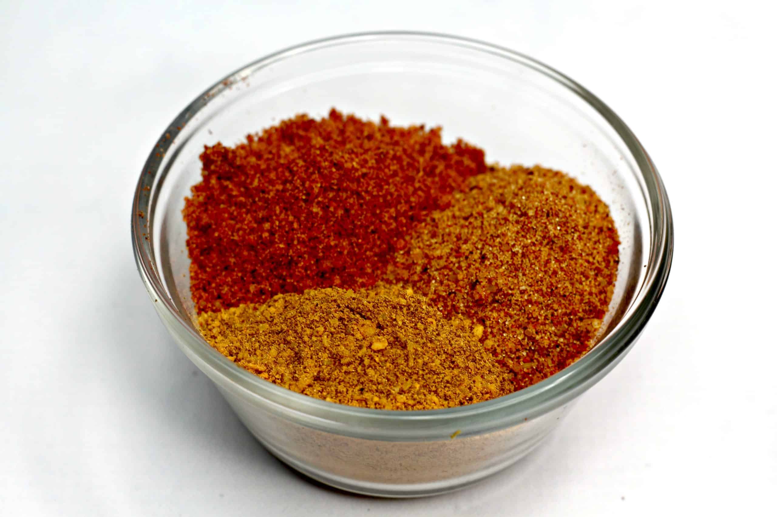 a dry rub with brown sugar, smoked paprika, garlic powder, onion powder, and cayenne pepper. 