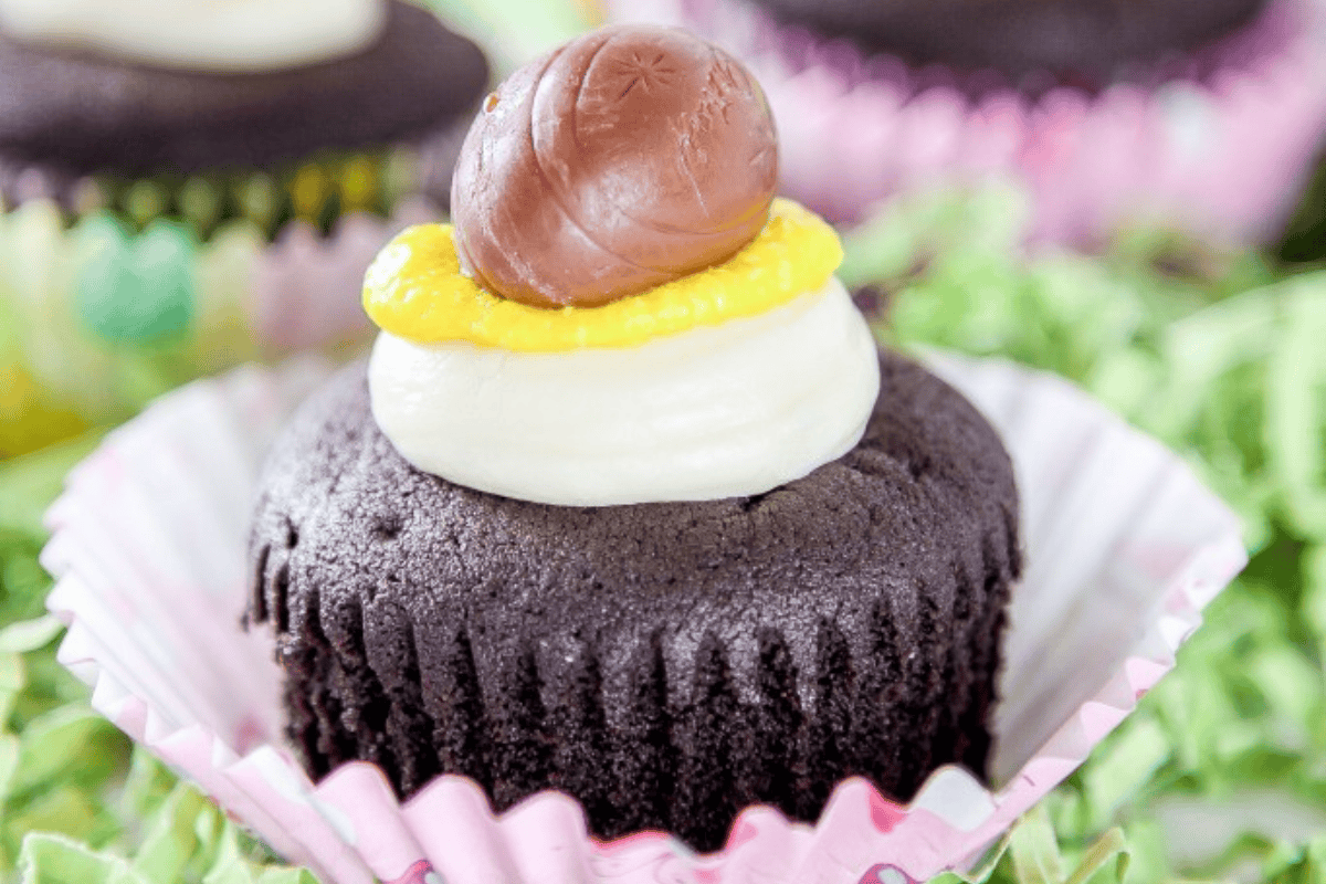 Close up shot of a Cadbury Cupcake From Scratch.