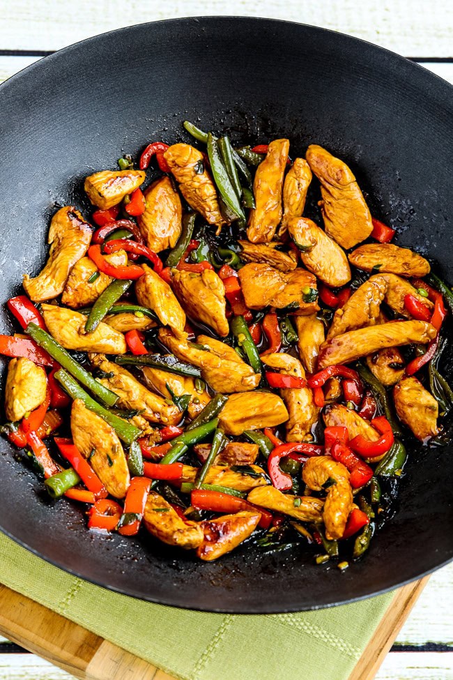 Ginger Chicken Stir Fry finished dish in wok.
