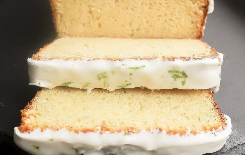 Close up of a Key Lime Pound Cake.