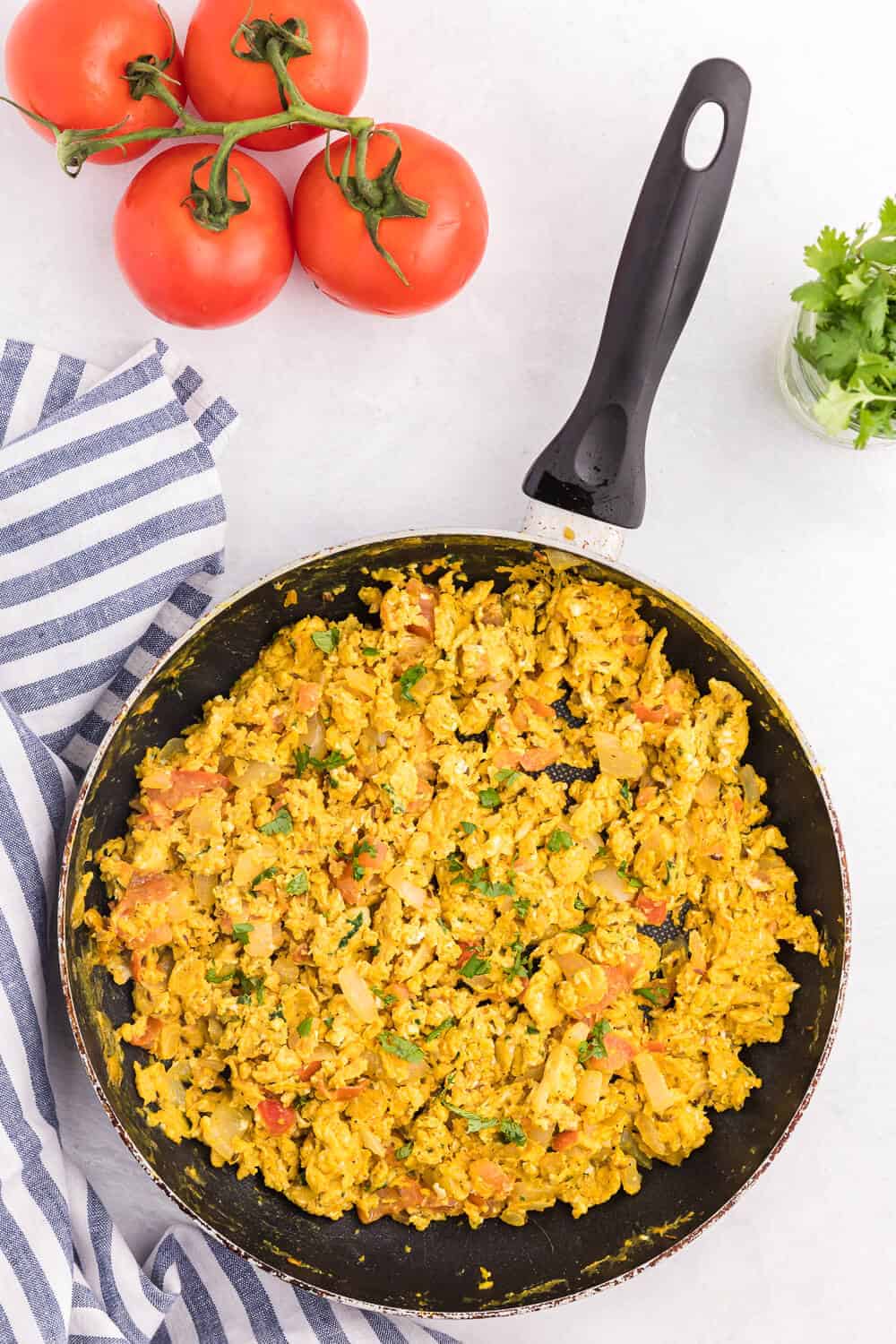 Overhead view of Indian Scrambled Eggs.