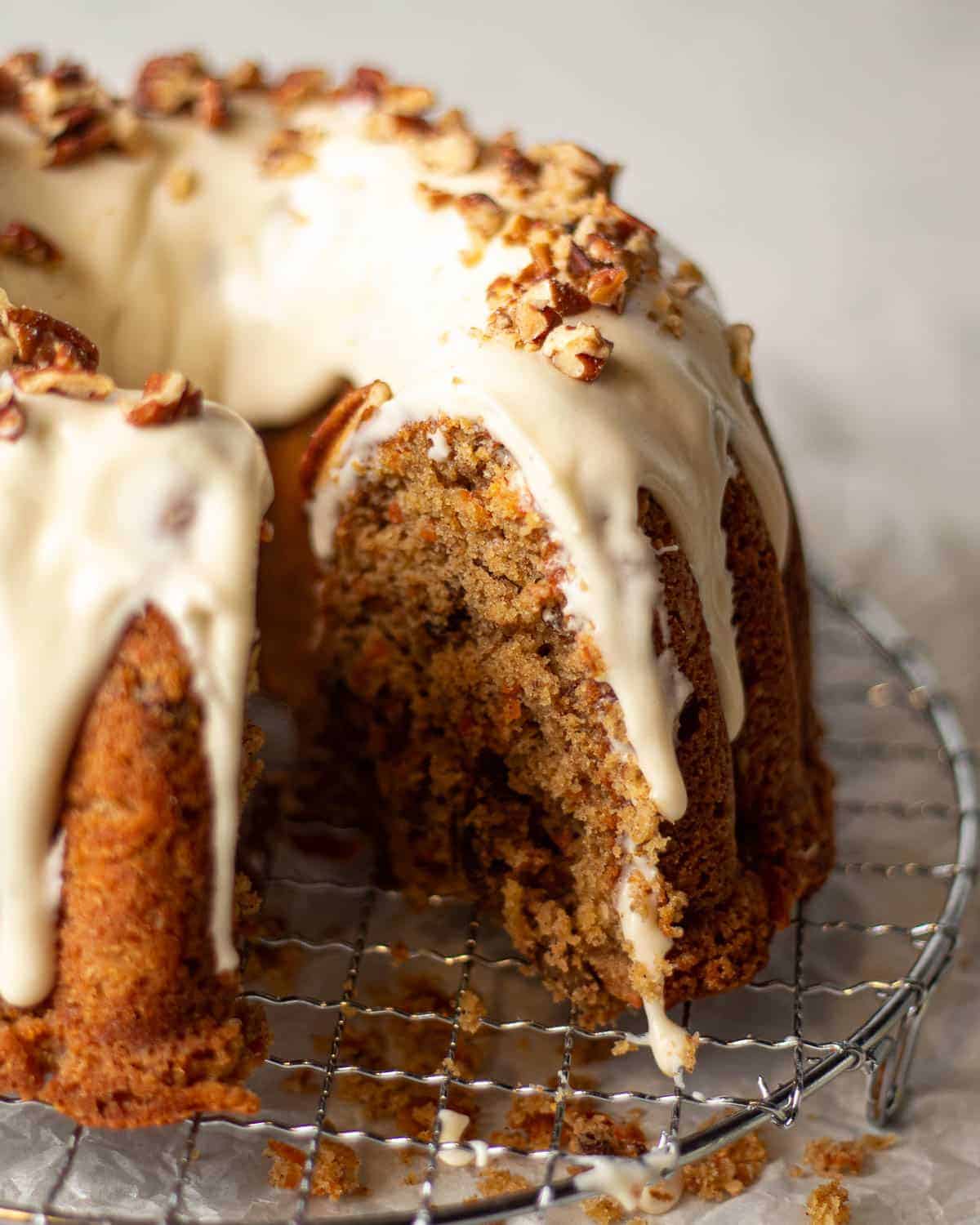 Close up of a Carrot Pound Cake.