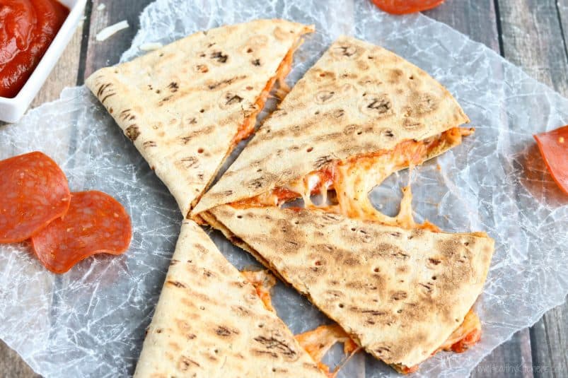 Display of Pepperoni Pizza Quesadilla.