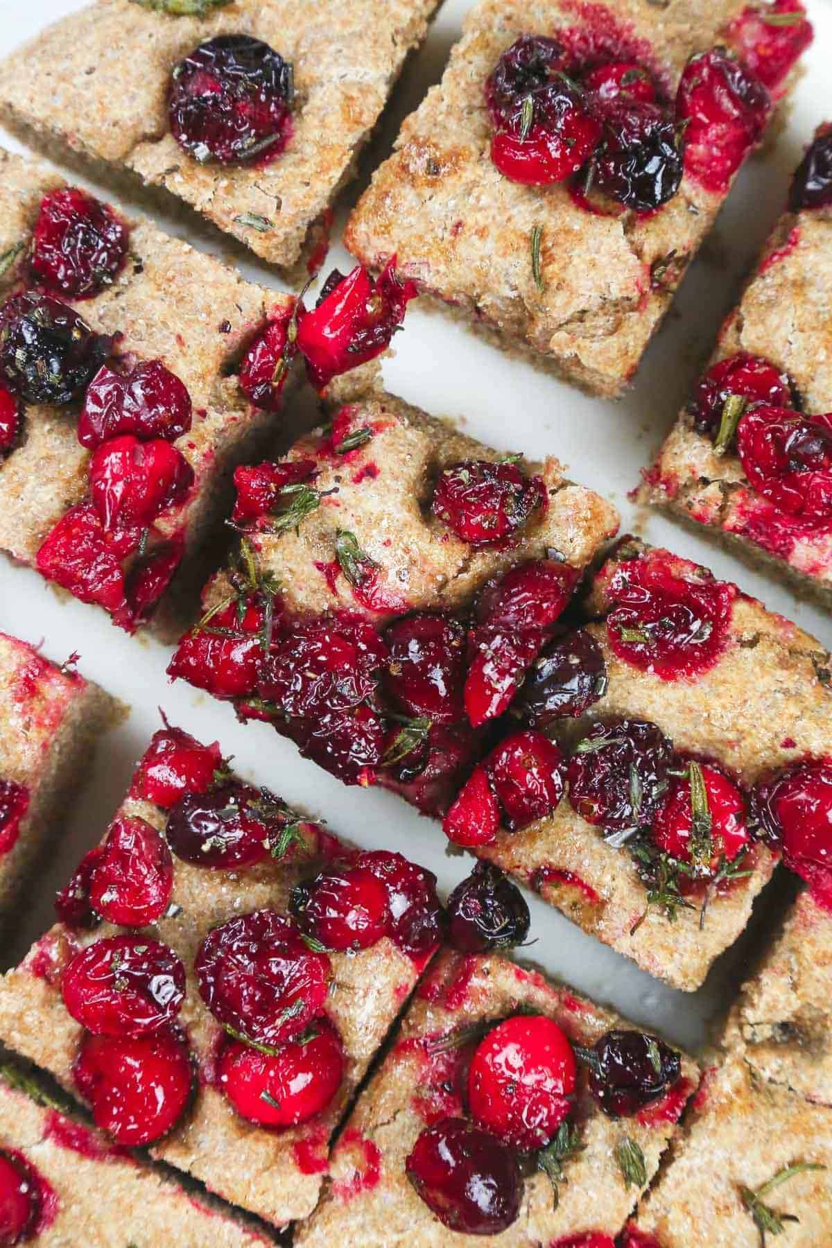 Close up of Savory Cranberry Breads.
