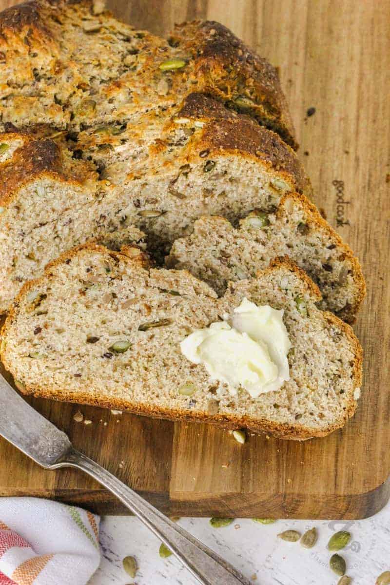 Sourdough Soda Bread with butter on top.
