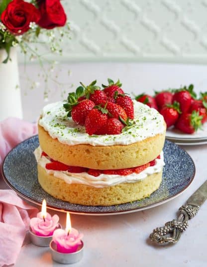 A display of Victoria Sponge Cake.