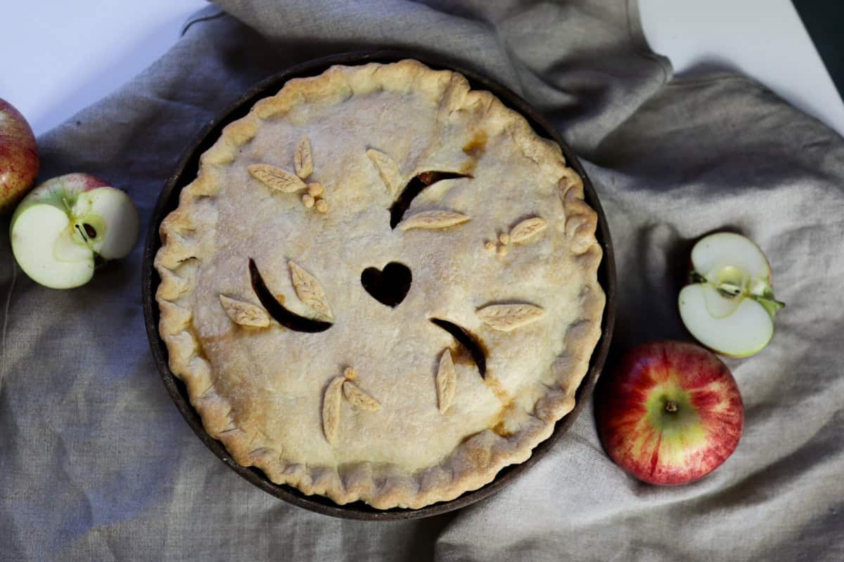 An apple pie from an 1845 apple pie recipe.
