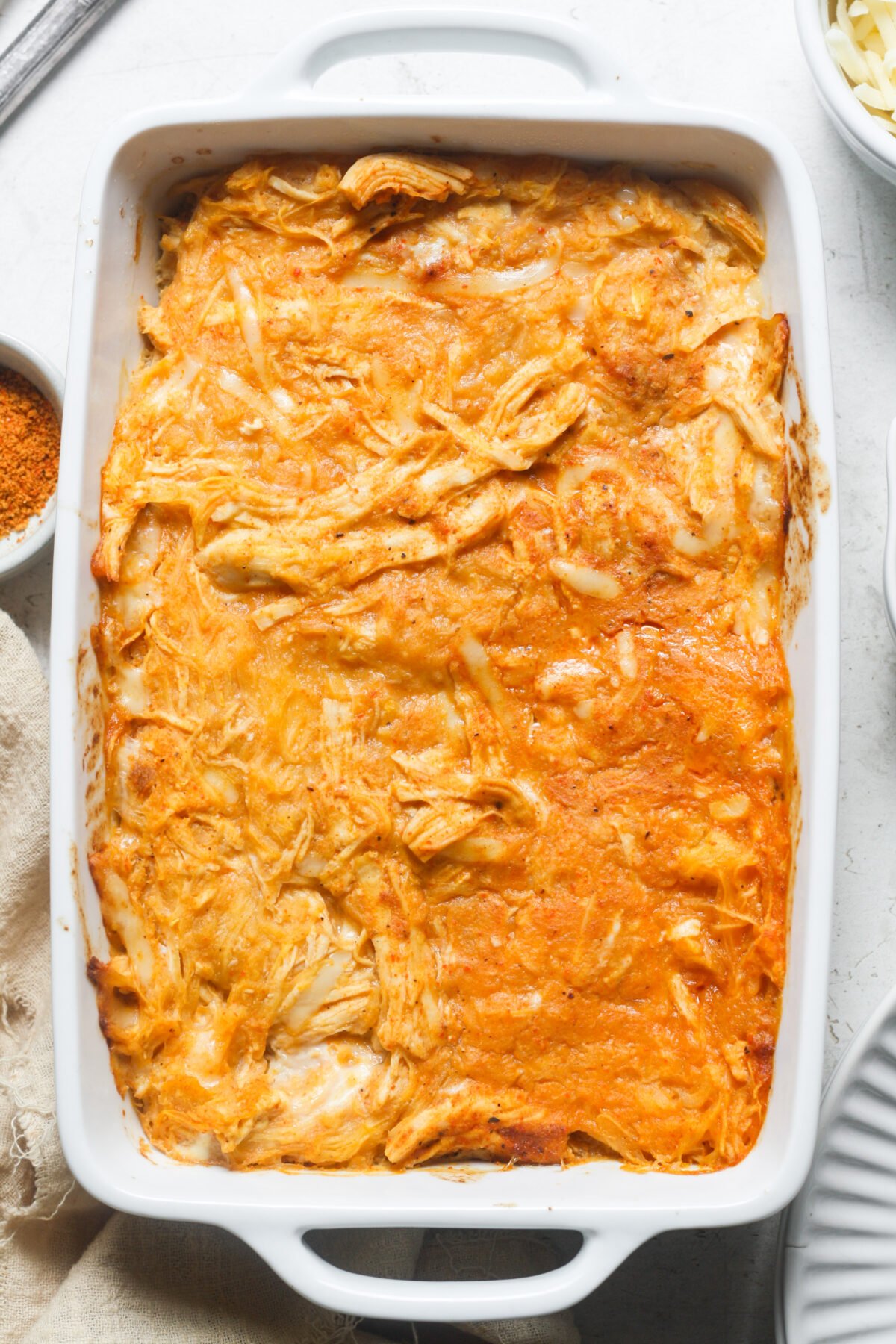A display of Buffalo Chicken Casserole.