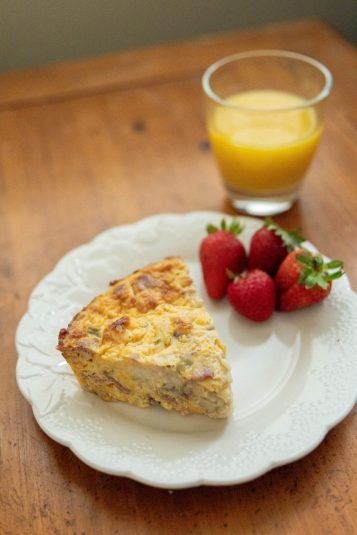 Egg Casserole on a white plate.