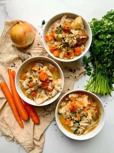 3 bowls of Chicken Stew.