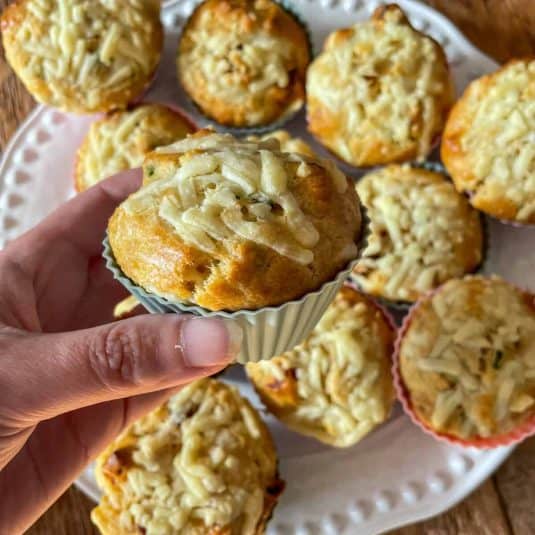 Close up of Cheddar and Chorizo Muffins.
