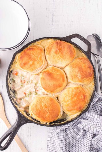 Overhead view of Turkey Biscuit Stew.