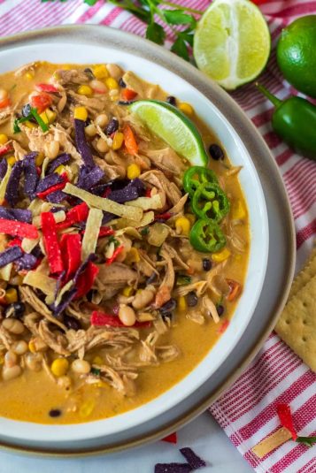 Mexican casserole in a glass dish.