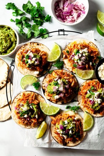 Chicken Tinga Tacos on a plate.
