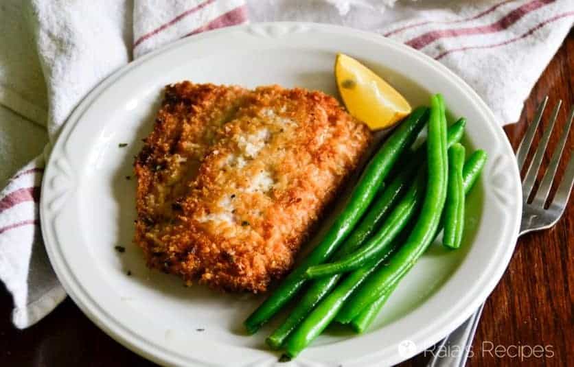 A serving of Crispy Coconut Pan-Fried Salmon.