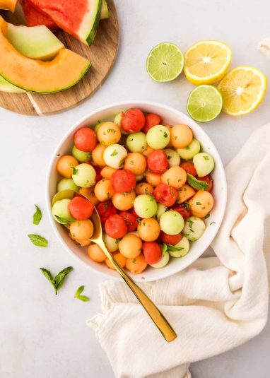 Overhead view of a Melon Salad.