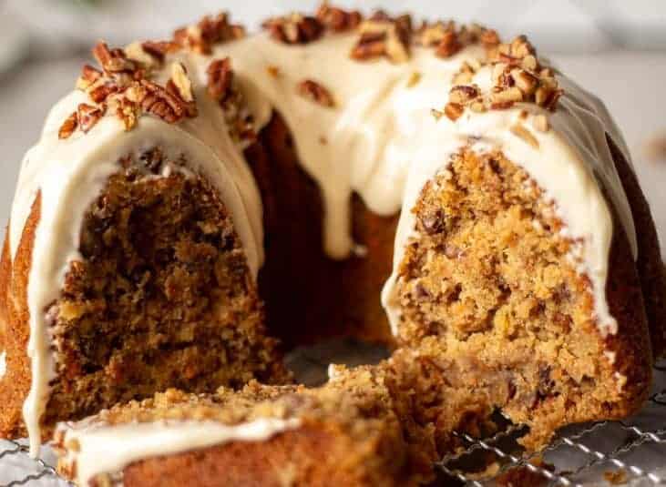 Close up of a Carrot Pound Cake.