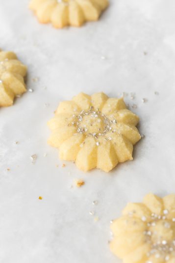 Close up shot of a Spritz Cookie.