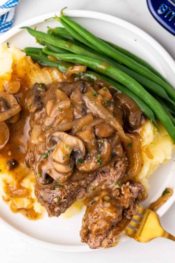 Close up of a Hamburger Steak.