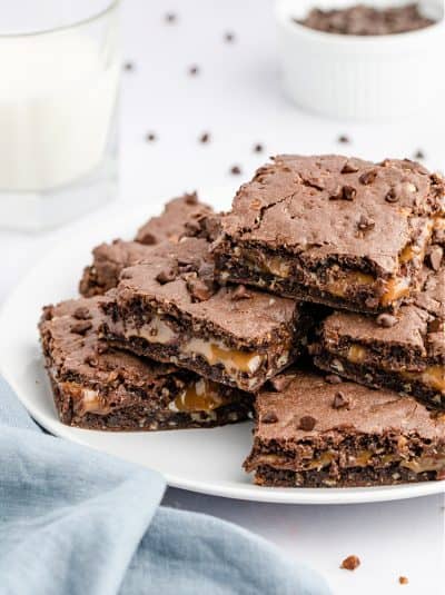 A stack of Knock Your Socks Off Brownies.