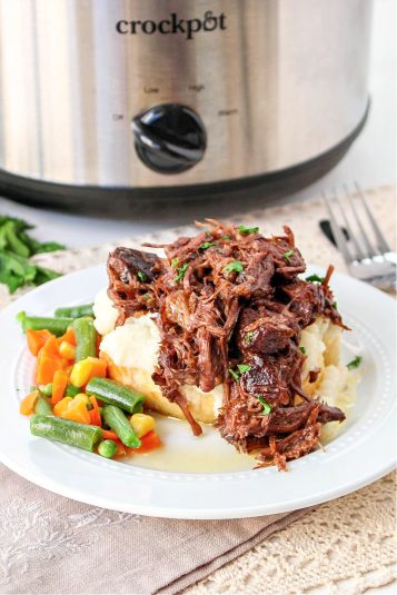 A serving of Slow Cooker Beef Manhattan.