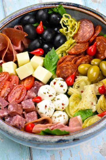Top view of Antipasto Salad.