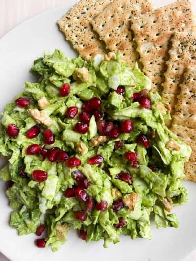 Serve green goddess salad viral tiktok salad with crackers.