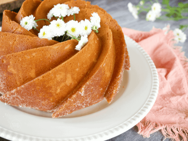 Kentucky Butter cake old fashioned butter pound cake with bourbon vanilla sauce on top.