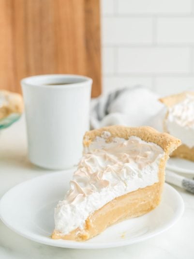 A white bowl with caramel apple popcorn.