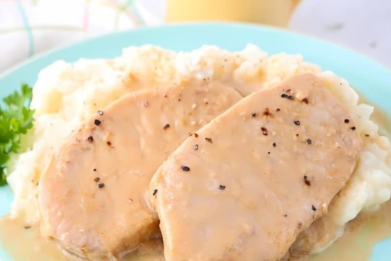 Chicken slow-cooked with French onion soup mix for rich flavor.