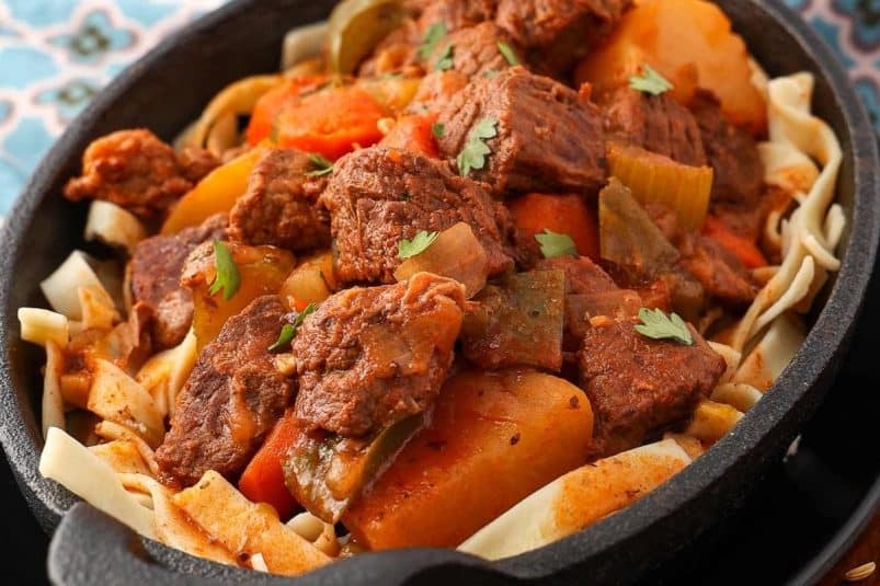 Traditional German goulash made in the slow cooker.