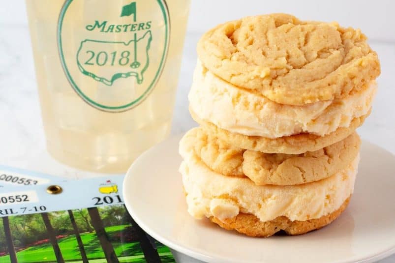 Peach Ice Cream Sandwiches with creamy peach ice cream and cookies.