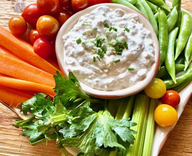 Blue Cheese dip with veggies.