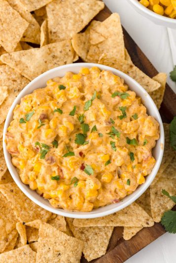 Overhead view of Cream Cheese Corn Dip.