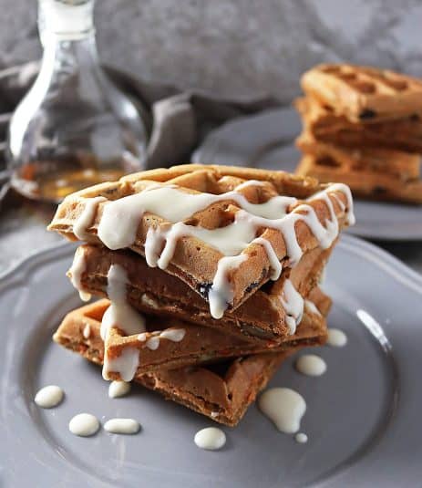 A stack of Carrot Cake Waffles.