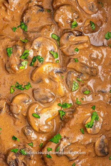 Closeup of Crock Pot Cube Steak and Gravy.