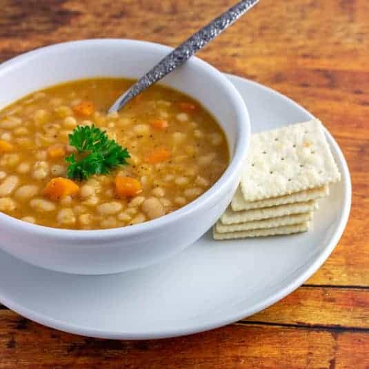 A serving of Bean with Bacon Soup.