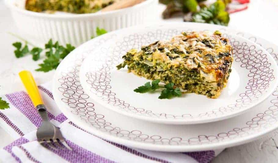 A serving of Spinach Egg Casserole.