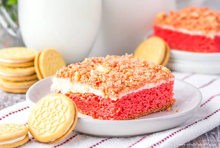 A display of Strawberry Cheesecake Brownies.