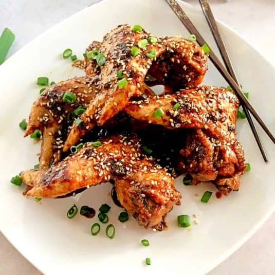 A display of Crispy Baked Asian Chicken Wings.