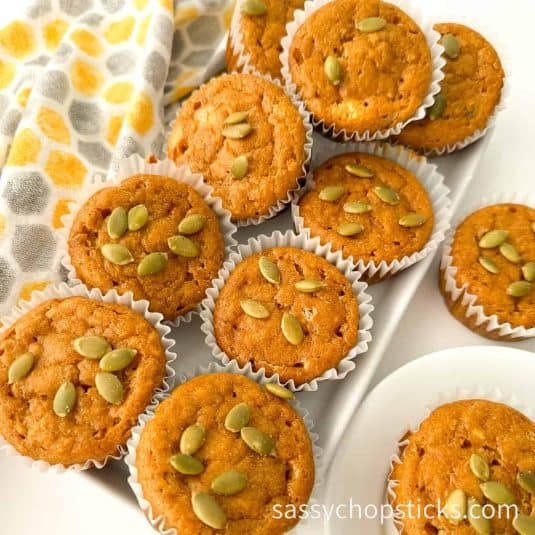 Overhead view of a Sweet Potato Muffin.